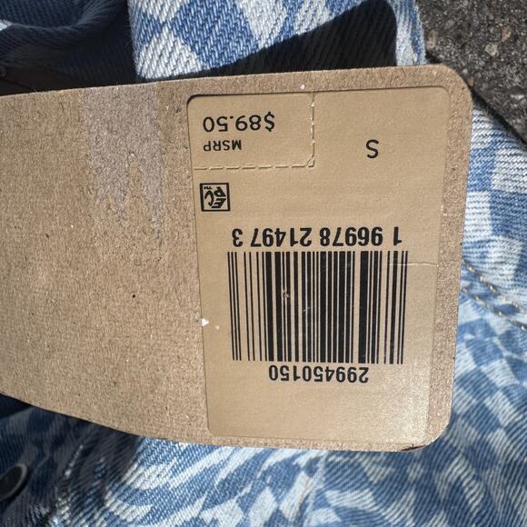 Levis Trucker Jacket Womens Small Denim Button Up Checkered New With Tags - Picture 7 of 11